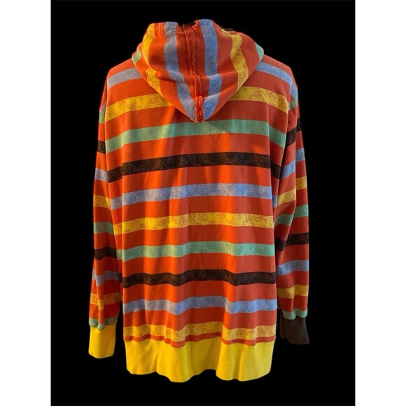 Rocawear 3XL Mens Striped Zip Hoodie Jacket Yellow Orange 100% Cotton Y2K Roca - Picture 6 of 9